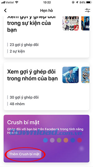 Xuất hiện tính năng Crush bí mật