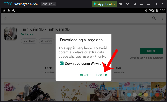 Click vào Proceed để tải Chân Tam Quốc về máy tính