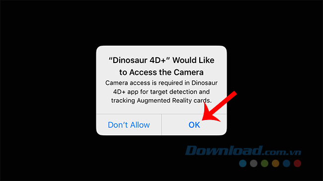 Cho phép Dinosaurs 4D+ sử dụng camera