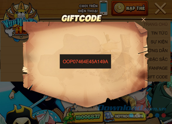 Giftcode của game Vua Hải Tặc H5