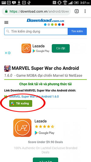 Tải file apk từ trang web Download.com.vn