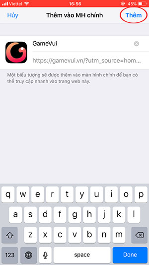 Tạo shortcut GameVui trên iPhone