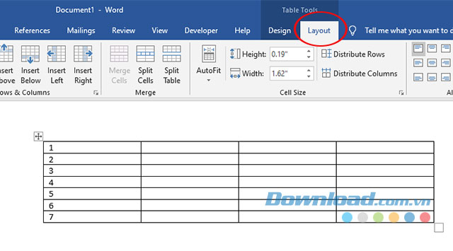 Cách chia đôi bảng, nối bảng trong Word