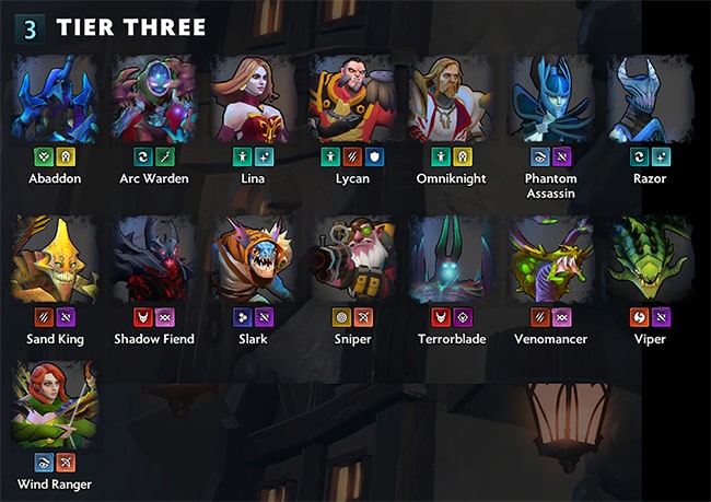 Nhân vật thuộc Tier 3 của Dota Underlords