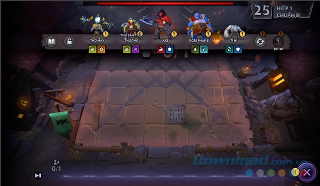 Giao diện đầu tiên của bàn cờ Dota Underlords