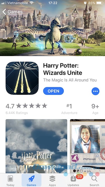 Mở game Harry Potter: Wizards Unite