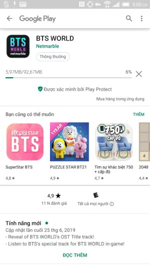 Quá trình cài đặt BTS World