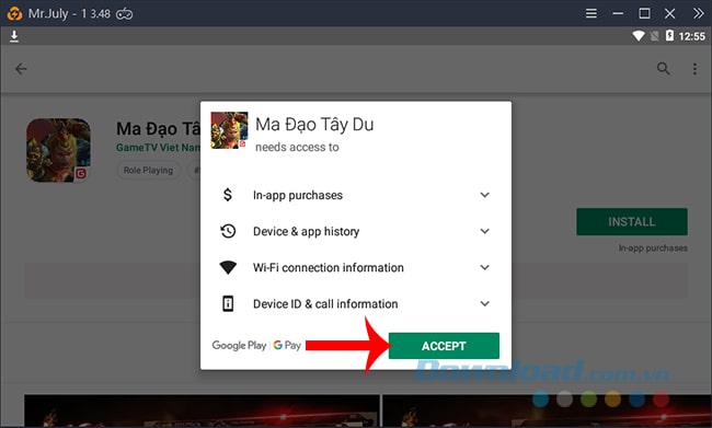 Nhấn vào Install/Accept