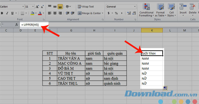 Cách đổi chữ hoa và chữ thường trong Excel