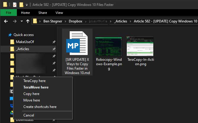 Sử dụng phím tắt chuột để sao chép file