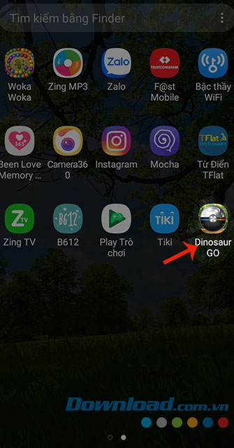 Nhấn vào game Khủng long Go