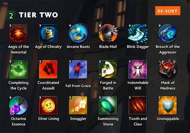 Hệ thống trang bị cấp 2 trong game Dota Underlords