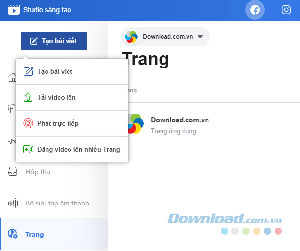 Tạo bài viết mới trên Studio sáng tạo Facebook