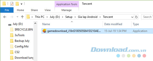 Thư mục chứa file cài đặt Tencent Gaming Buddy