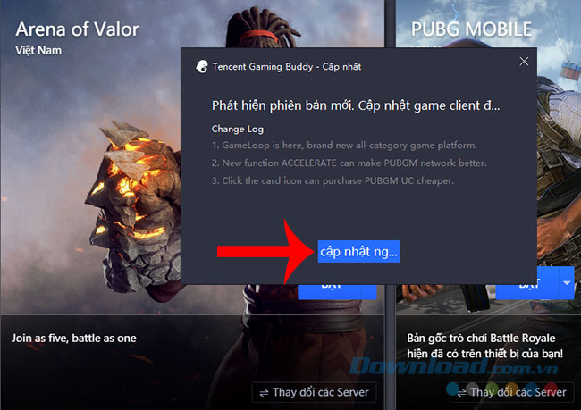 Cách cập nhật Tencent Gaming Buddy