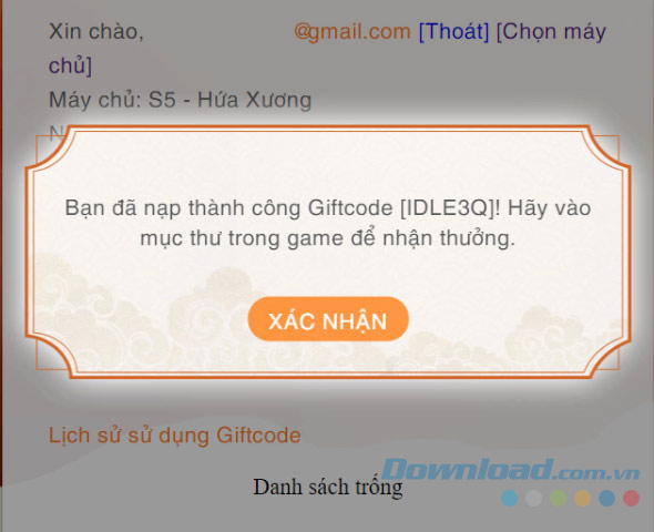 Chọn vào Xác nhận 