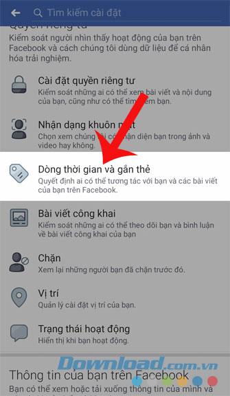 Chạm vào Dòng thời gian và gắn thẻ