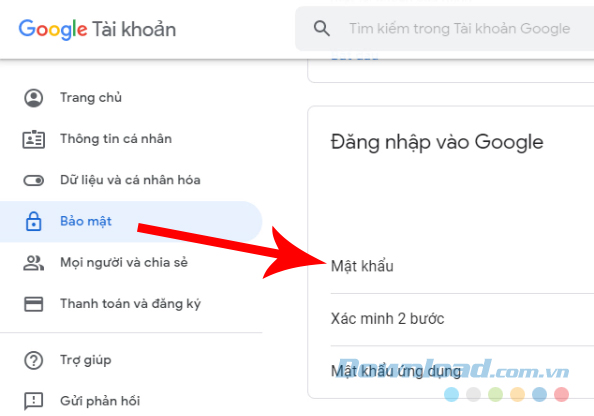 Mật khẩu tài khoản Google 