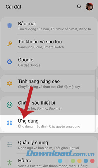 Mở mục Ứng dụng