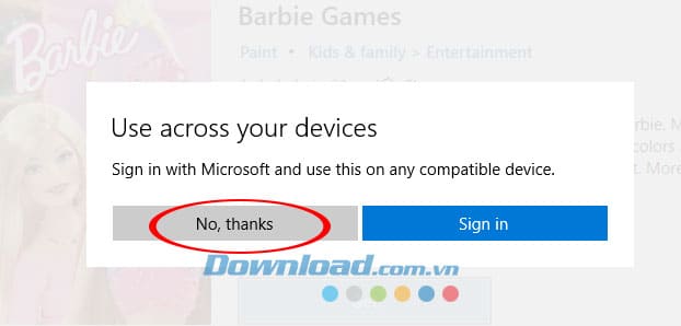 Lựa chọn không đăng nhập tài khoản Microsoft