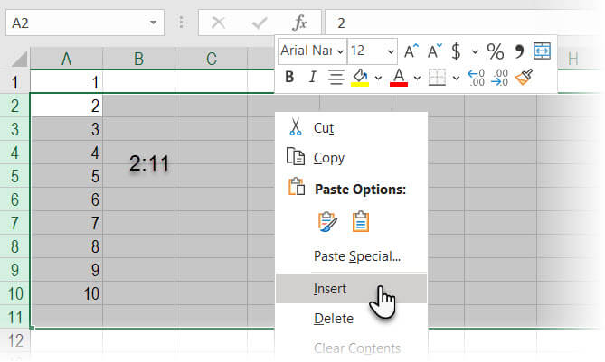 Chèn hàng trống vào bảng tính Excel