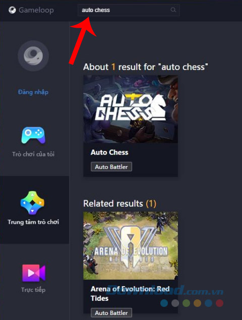 Tìm kiếm game Auto Chess Mobile trên Gameloop