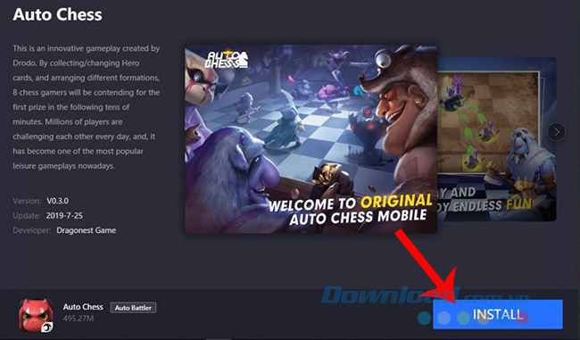 Nhấn vào Install để tải Auto Chess Mobile trên Gameloop