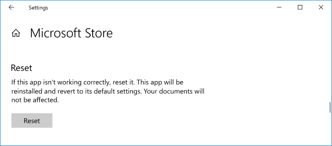 Reset lại Microsoft Store