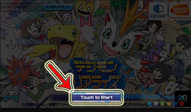 Giao diện đầu tiên của game Digimon ReArise