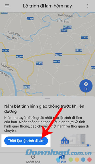 Nhấn Thiết lập lộ trình