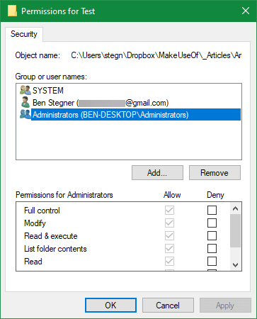 Chỉnh sửa quyền sử dụng thư mục trong Windows