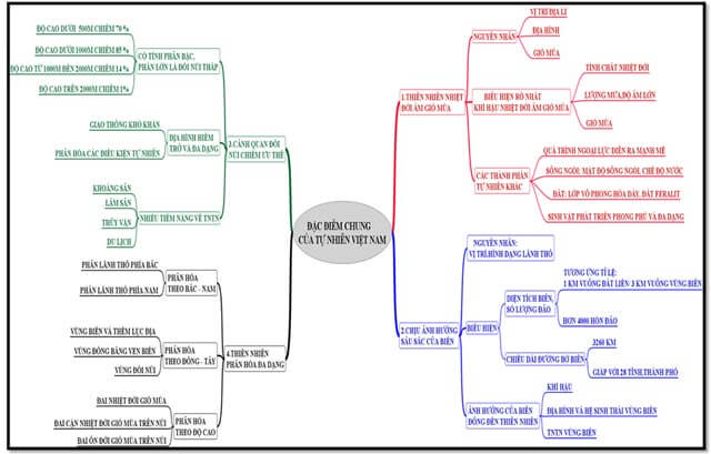 Bản đồ tư duy đặc điểm chung của tự nhiên Việt Nam
