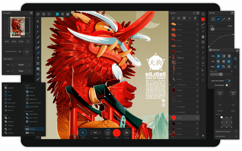 Giao diện công cụ thiết kế Affinity Designer