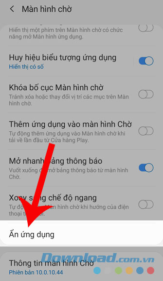 Chọn mục Ẩn ứng dụng