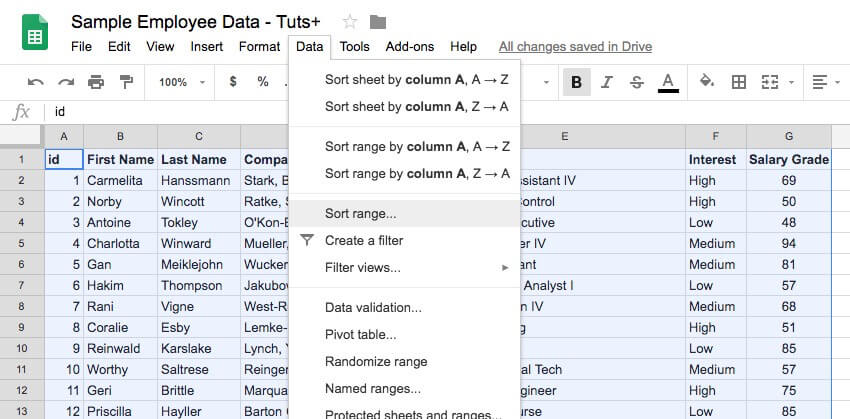 Phân loại dữ liệu bằng công cụ tiện lợi có sẵn trên Google Sheets