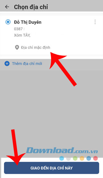 Nhấn nút Giao đến địa chỉ này