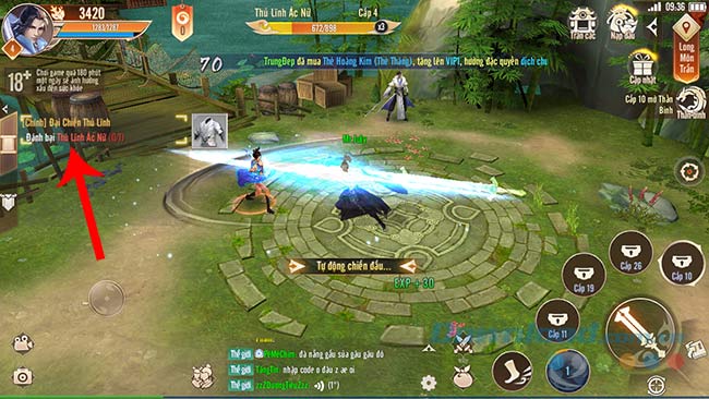 Giao diện chính của game Cửu Dương Truyền Kỳ