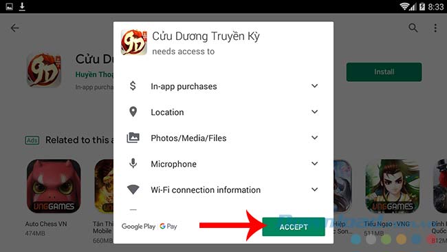 Chọn tiếp vào Accept