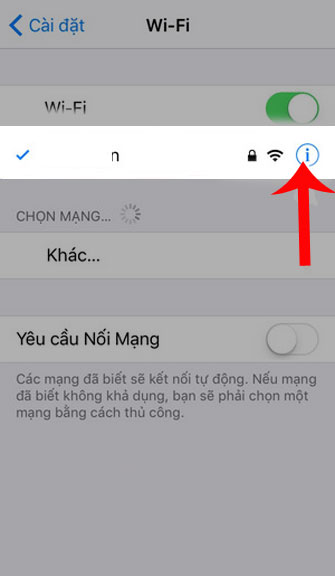 Ấn vào biểu tượng chữ "i"