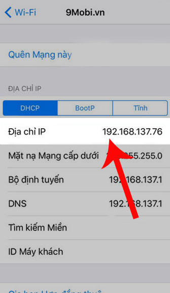 Địa chỉ IP sau khi đã tìm thấy