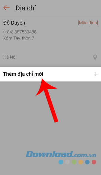 Nhấn vào nút Thêm địa chỉ