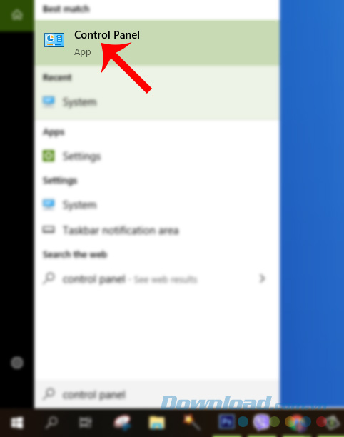 Mở cửa sổ Control Panel trên máy tính 
