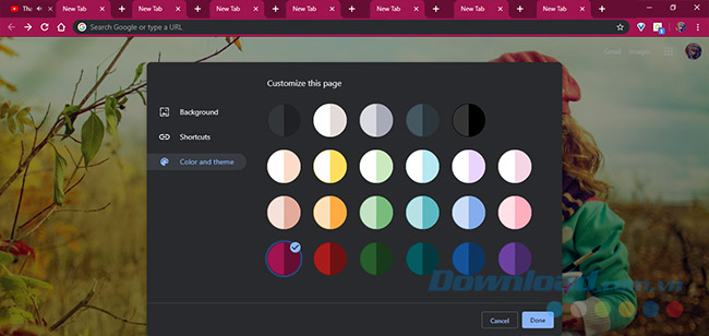 Cài đặt màu nền cho Chrome 