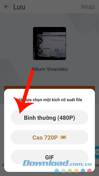 Chọn kích cỡ của file khi lưu vào máy