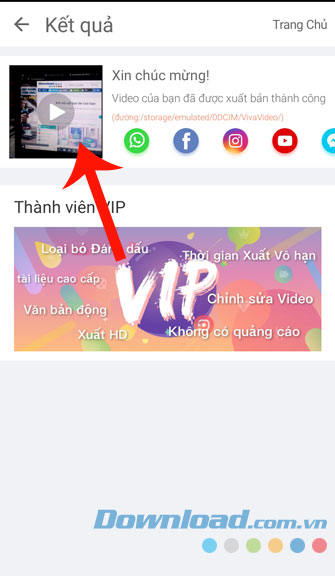 Nhấn vào video để xem lại