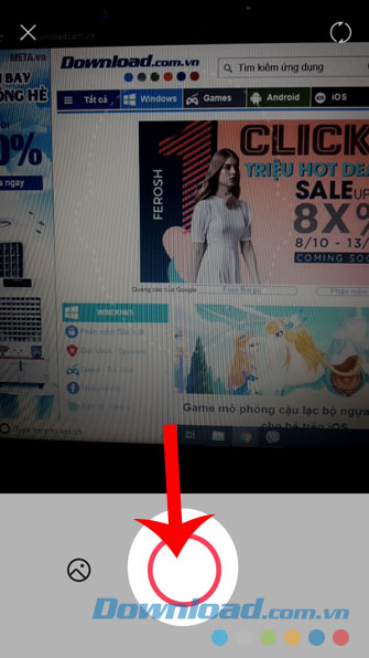 Nhấn vào hình tròn để chụp ảnh