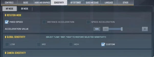 Điều chỉnh độ nhạy cảm ứng điều khiển khi chơi Call of Duty: Mobile