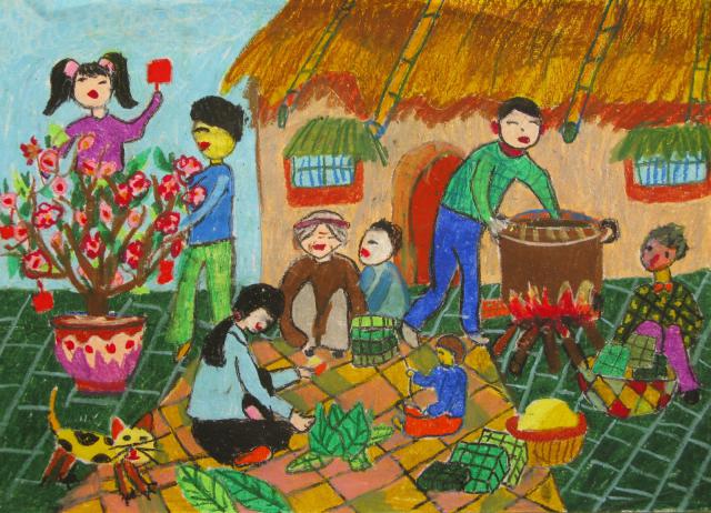 Tổng hợp tranh vẽ đề tài lễ hội đẹp nhất - Tranh vẽ lễ hội truyền thống  Việt Nam