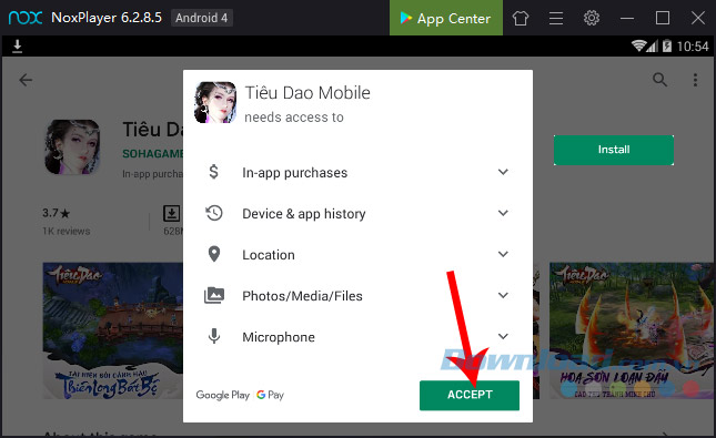 Nhấp vào Install / Accept