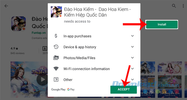 Chọn vào Install / Accept